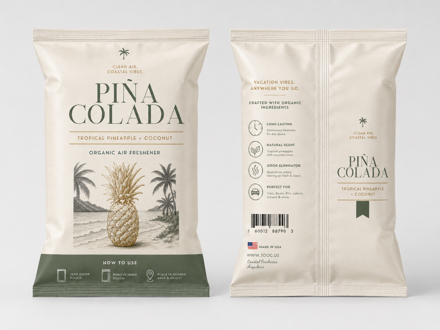Organic Air Freshener Pouch-  Pina Colada